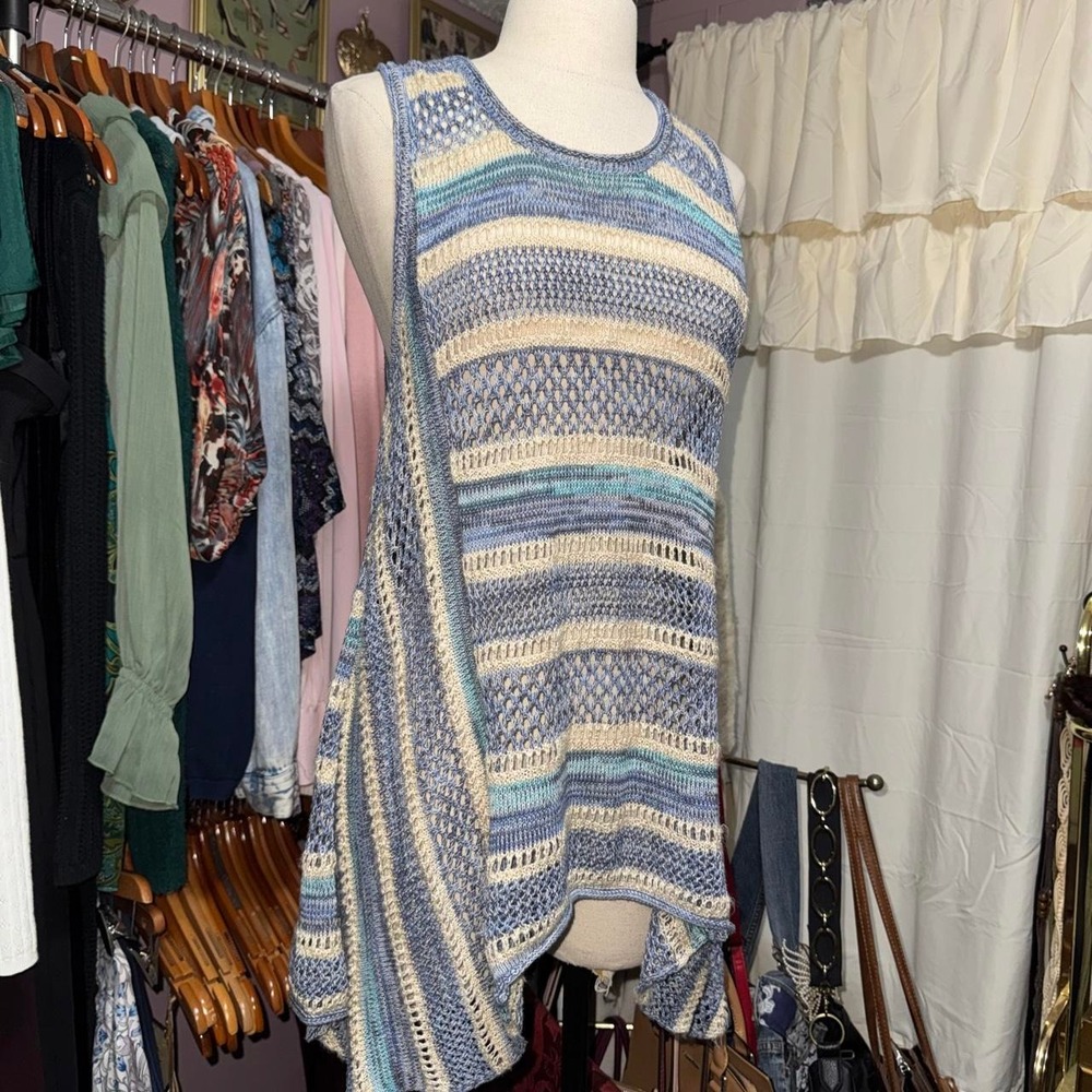 Boho Crochet Knit Striped Tank Top